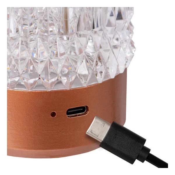 Lucide LILY - Rechargeable Table lamp - Battery pack - Ø 8 cm - LED Dim to warm - 1x3W 2700K/3000K - Copper - Set of 3 - detail 3